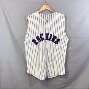Colorado Rockies Jersey Women’s XL White Purple MLB Baseball Pinstripe Vest 44